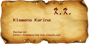Klemens Karina névjegykártya